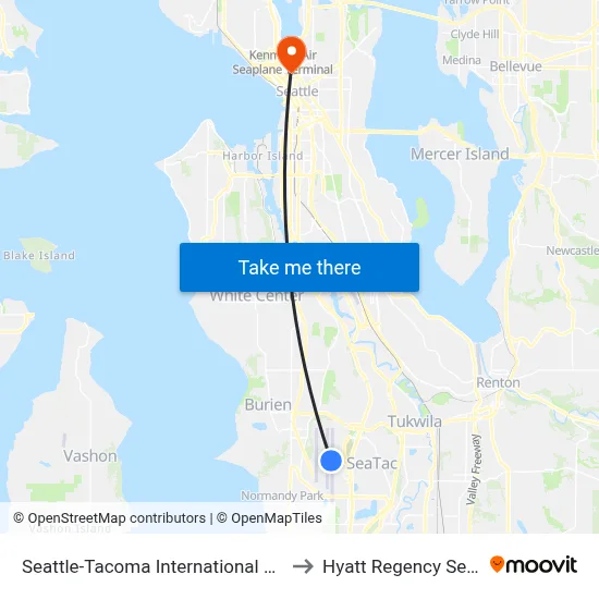 Seattle-Tacoma International Airport to Hyatt Regency Seattle map