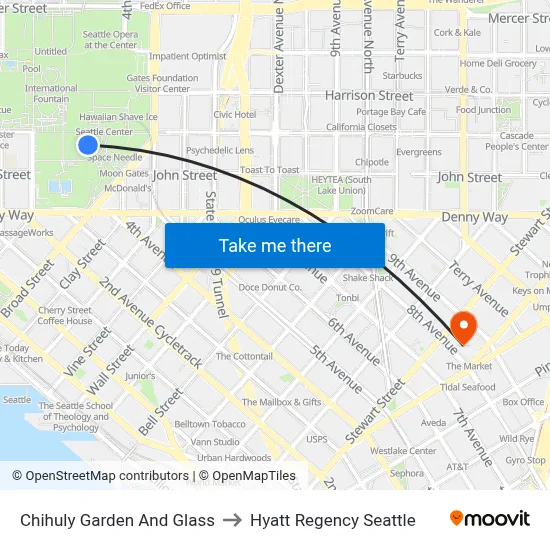 Chihuly Garden And Glass to Hyatt Regency Seattle map