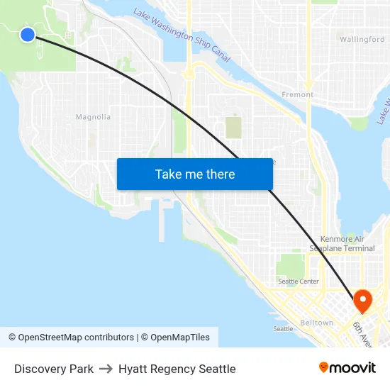 Discovery Park to Hyatt Regency Seattle map