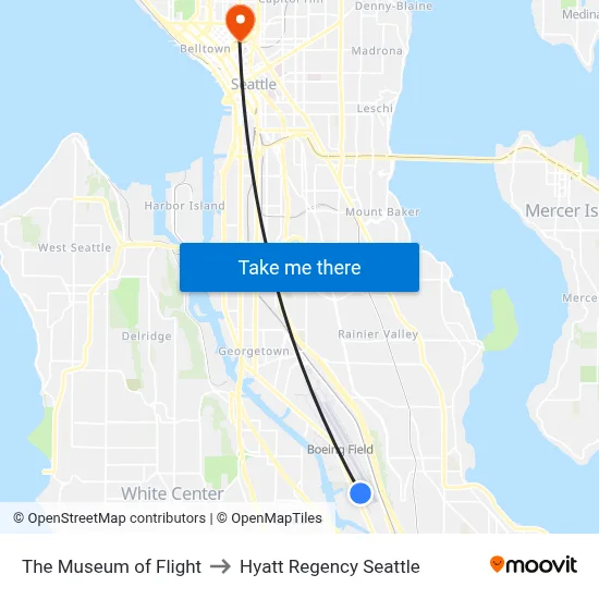 The Museum of Flight to Hyatt Regency Seattle map