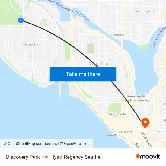 Discovery Park to Hyatt Regency Seattle map
