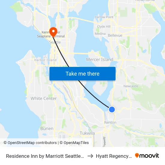 Residence Inn by Marriott Seattle South/Renton to Hyatt Regency Seattle map