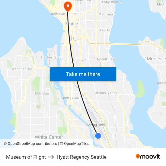 Museum Of Flight to Hyatt Regency Seattle map
