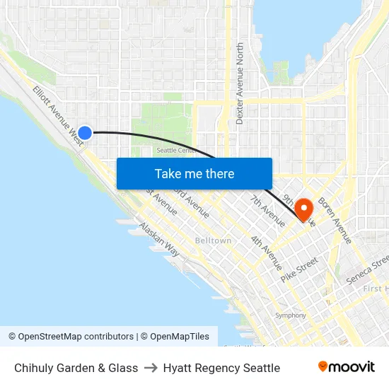 Chihuly Garden & Glass to Hyatt Regency Seattle map