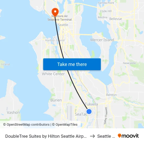 DoubleTree Suites by Hilton Seattle Airport Southcenter Tukwila to Seattle Center map