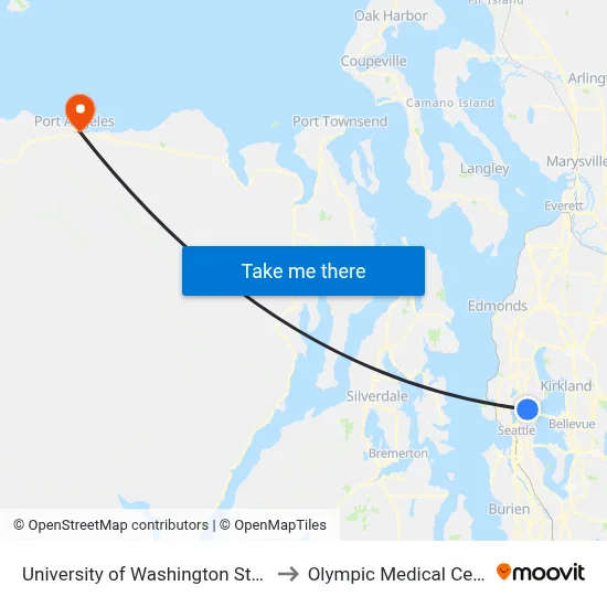 University of Washington Station to Olympic Medical Center map