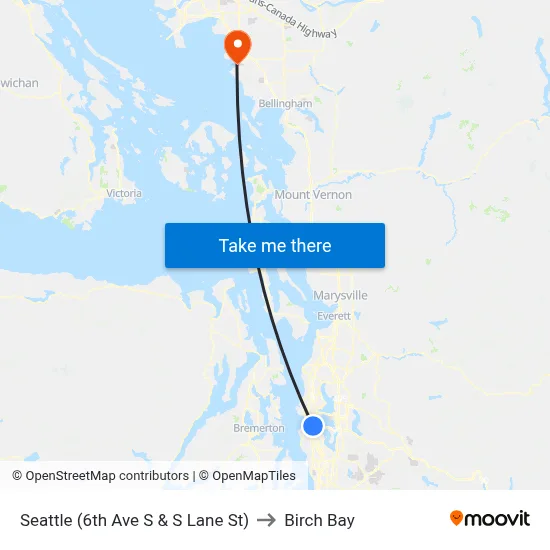 Seattle (6th Ave S & S Lane St) to Birch Bay map