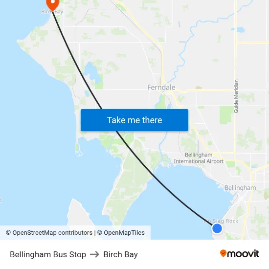 Bellingham Bus Stop to Birch Bay map