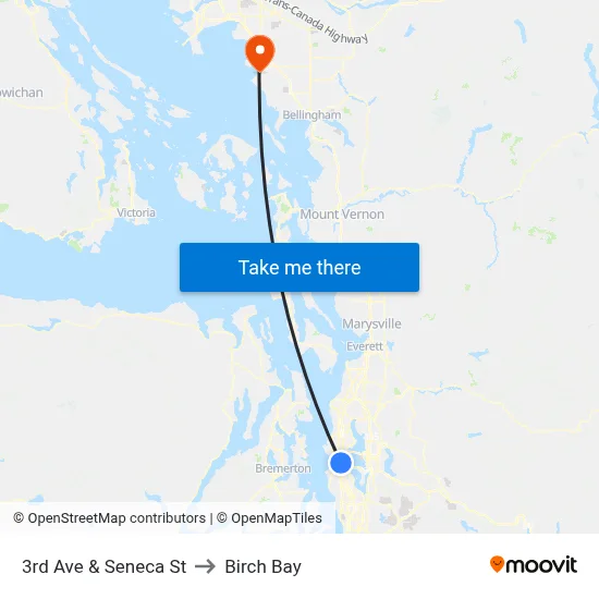 3rd Ave & Seneca St to Birch Bay map