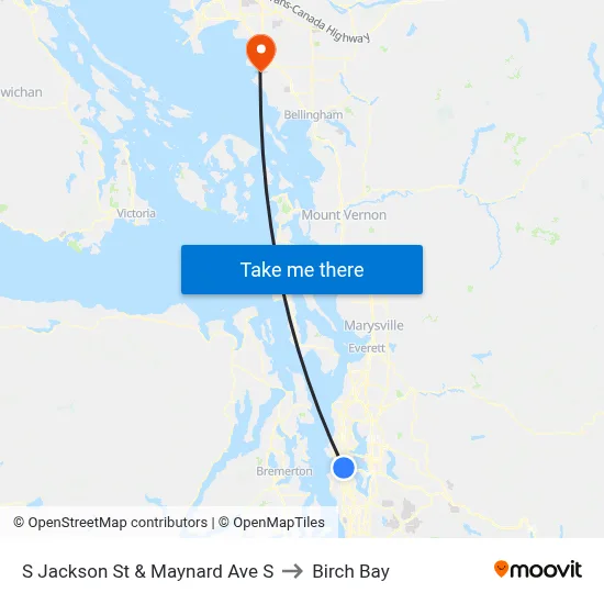S Jackson St & Maynard Ave S to Birch Bay map