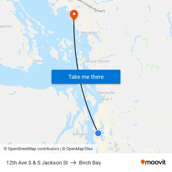 12th Ave S & S Jackson St to Birch Bay map