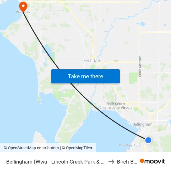 Bellingham (Wwu - Lincoln Creek Park & Ride) to Birch Bay map