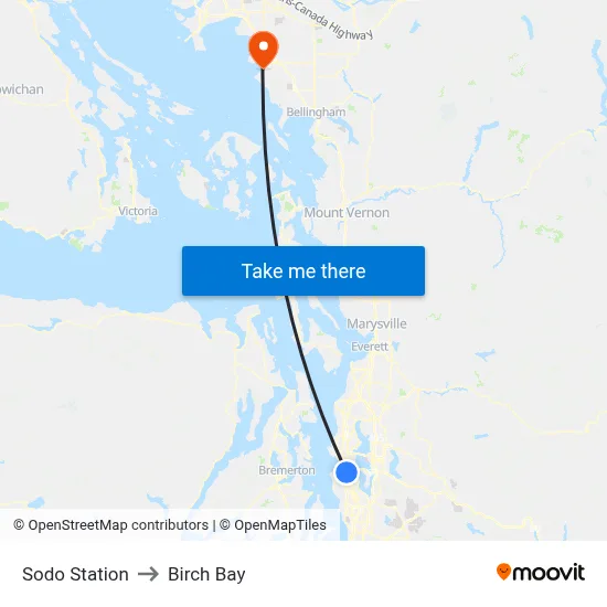 Sodo Station to Birch Bay map
