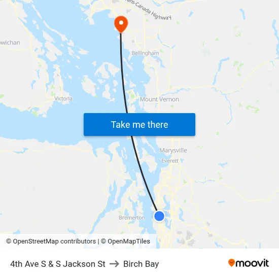 4th Ave S & S Jackson St to Birch Bay map