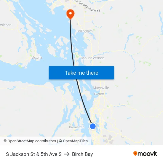 S Jackson St & 5th Ave S to Birch Bay map