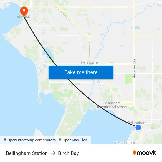 Bellingham Station to Birch Bay map