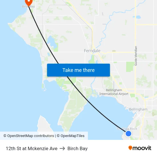 12th St at Mckenzie Ave to Birch Bay map