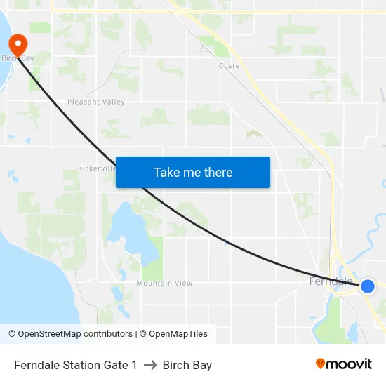 Ferndale Station Gate 1 to Birch Bay map