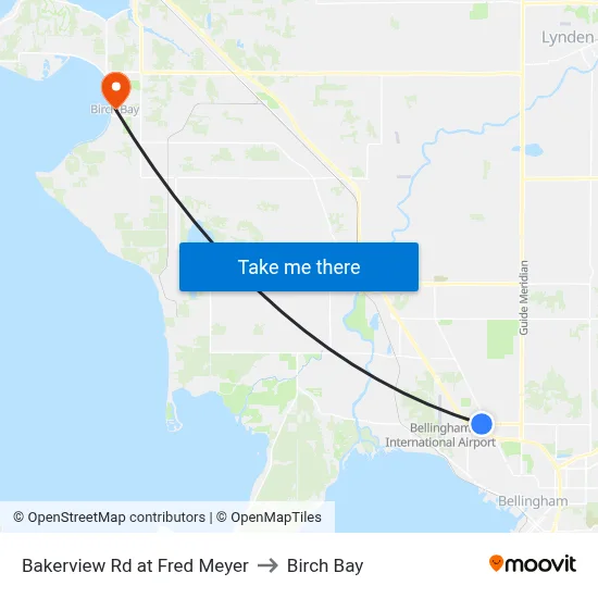 Bakerview Rd at Fred Meyer to Birch Bay map