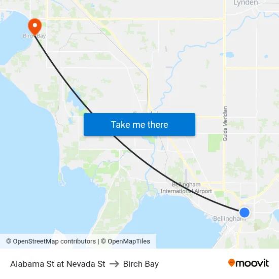 Alabama St at Nevada St to Birch Bay map