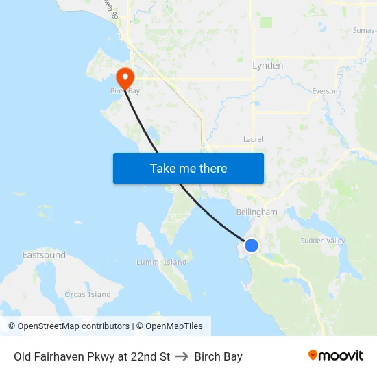 Old Fairhaven Pkwy at 22nd St to Birch Bay map