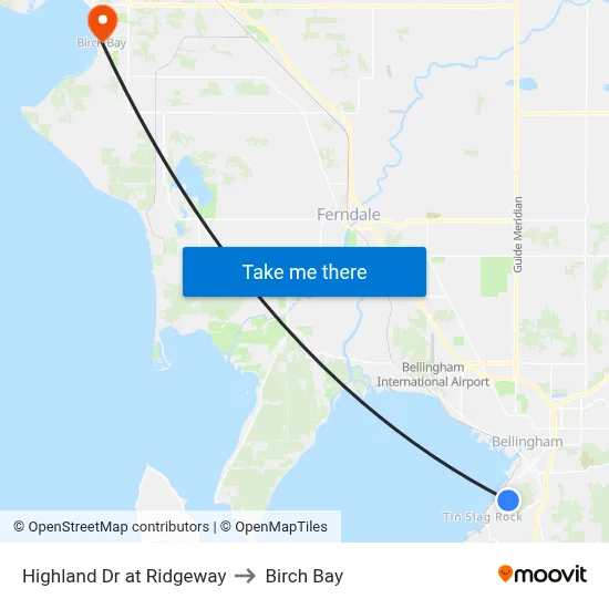 Highland Dr at Ridgeway to Birch Bay map