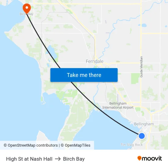 High St at Nash Hall to Birch Bay map