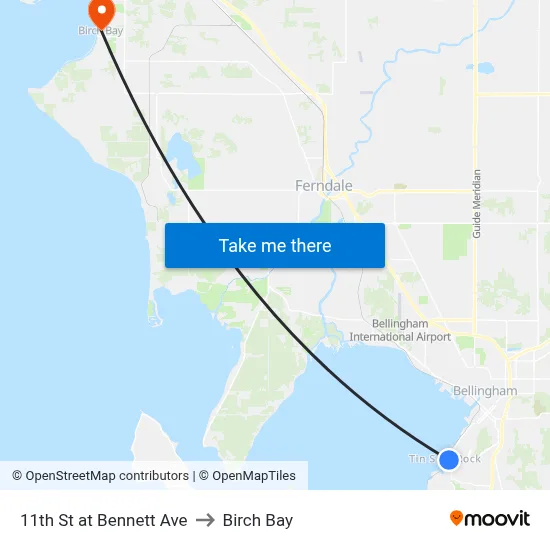 11th St at Bennett Ave to Birch Bay map