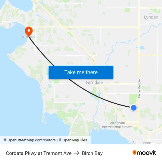Cordata Pkwy at Tremont Ave to Birch Bay map