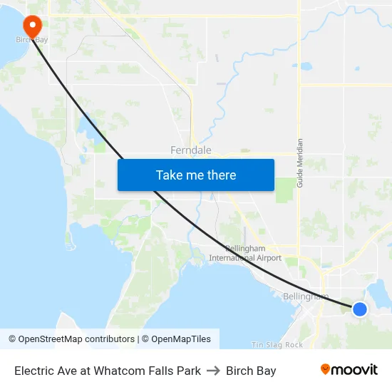 Electric Ave at Whatcom Falls Park to Birch Bay map