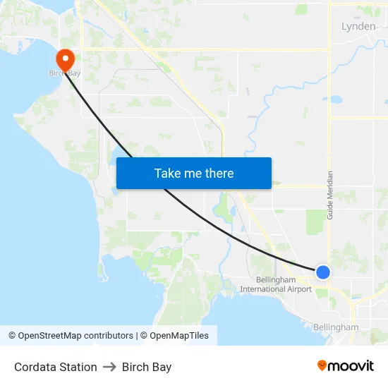 Cordata Station to Birch Bay map