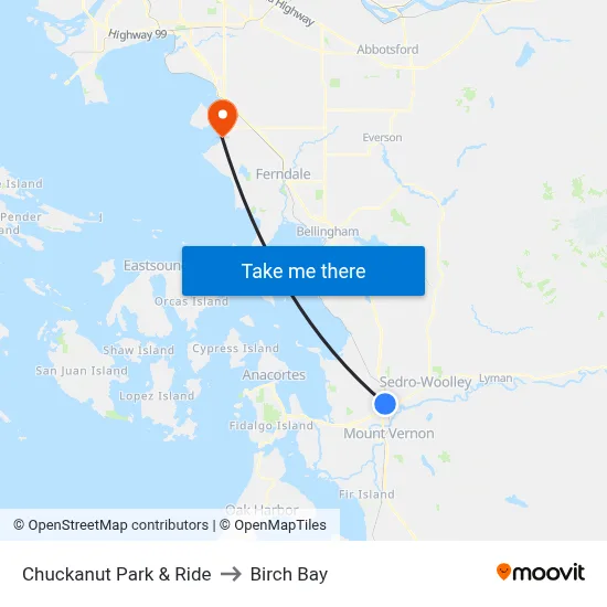 Chuckanut Park & Ride to Birch Bay map