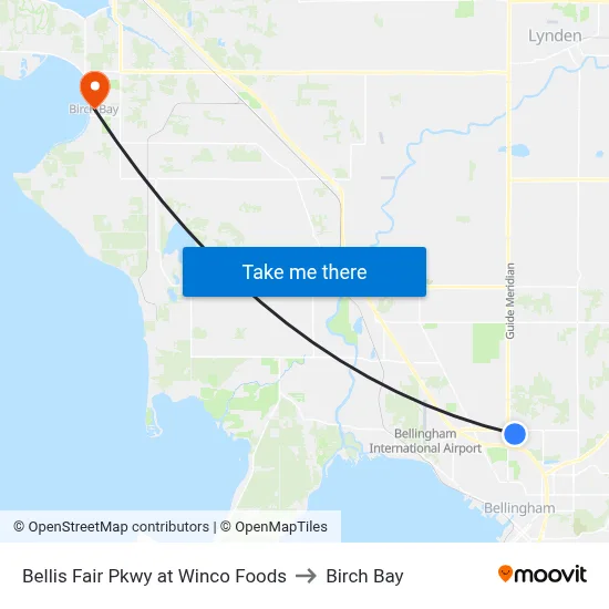 Bellis Fair Pkwy at Winco Foods to Birch Bay map