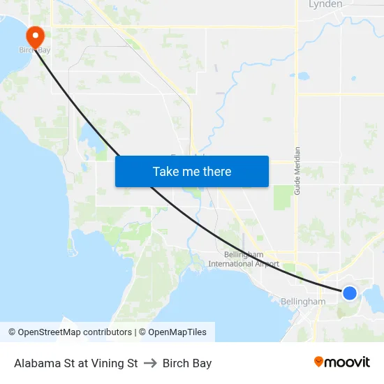 Alabama St at Vining St to Birch Bay map