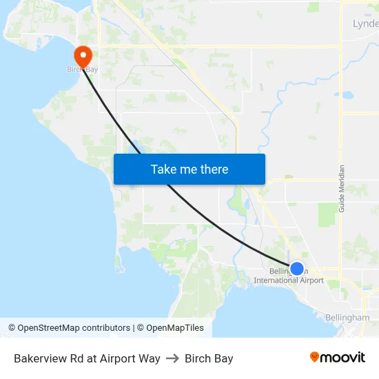 Bakerview Rd at Airport Way to Birch Bay map