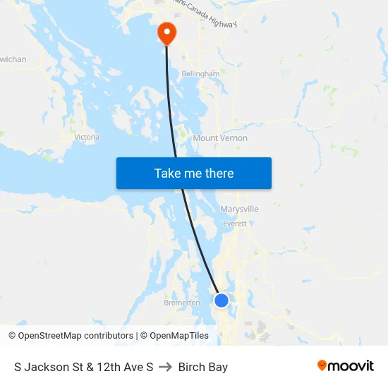 S Jackson St & 12th Ave S to Birch Bay map