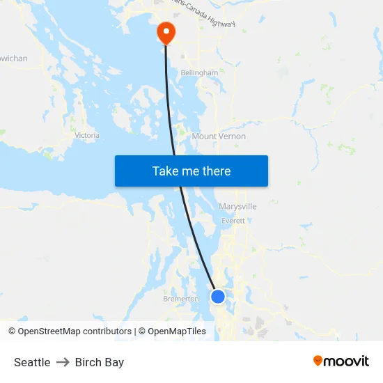 Seattle to Birch Bay map