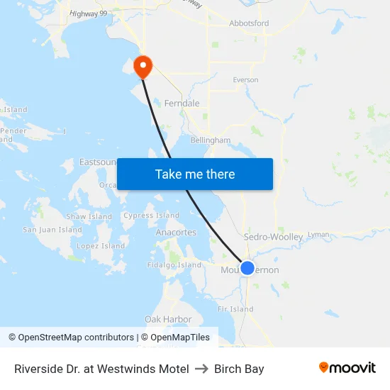 Riverside Dr. at Westwinds Motel to Birch Bay map