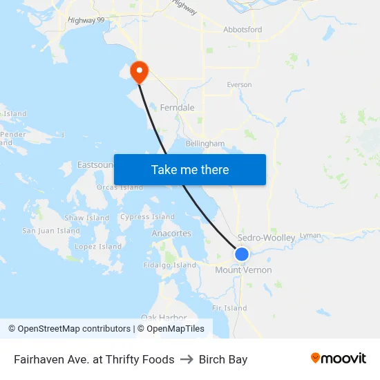 Fairhaven Ave. at Thrifty Foods to Birch Bay map