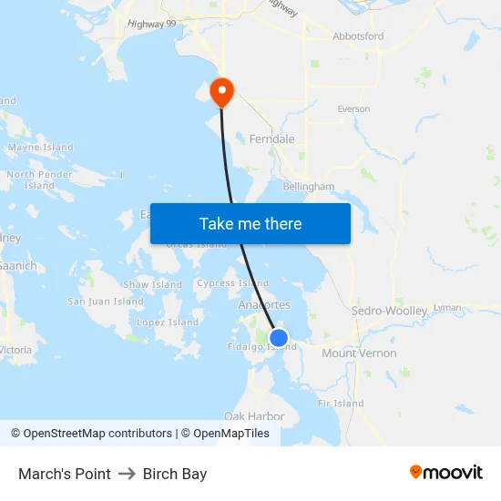 March's Point to Birch Bay map
