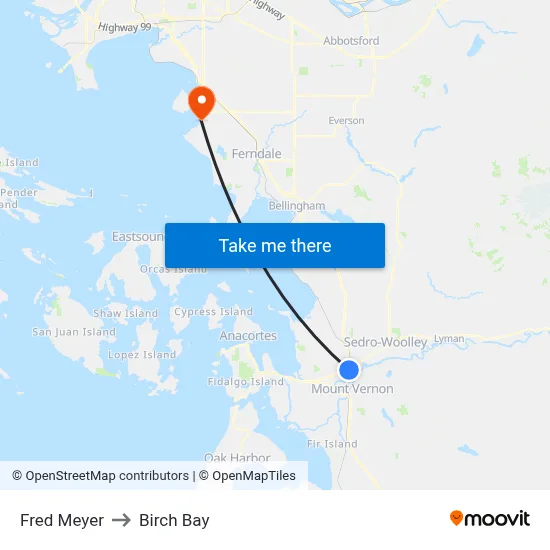 Fred Meyer to Birch Bay map