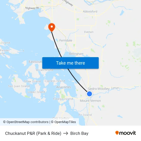 Chuckanut P&R (Park & Ride) to Birch Bay map