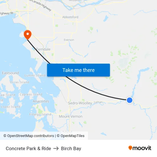 Concrete Park & Ride to Birch Bay map