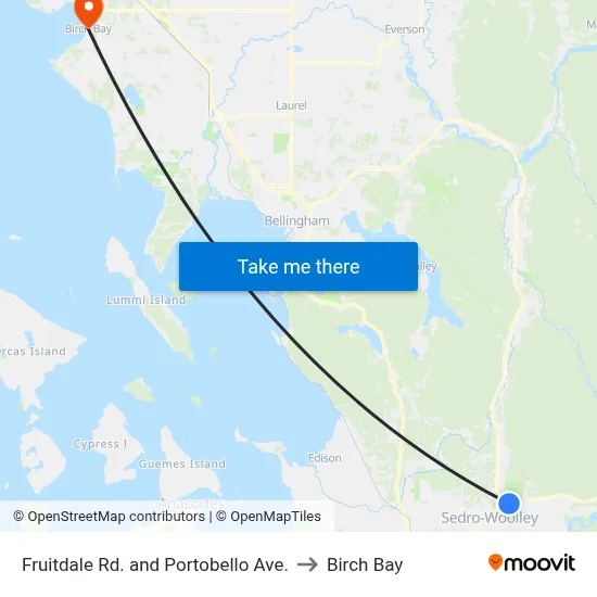 Fruitdale Rd. and Portobello Ave. to Birch Bay map
