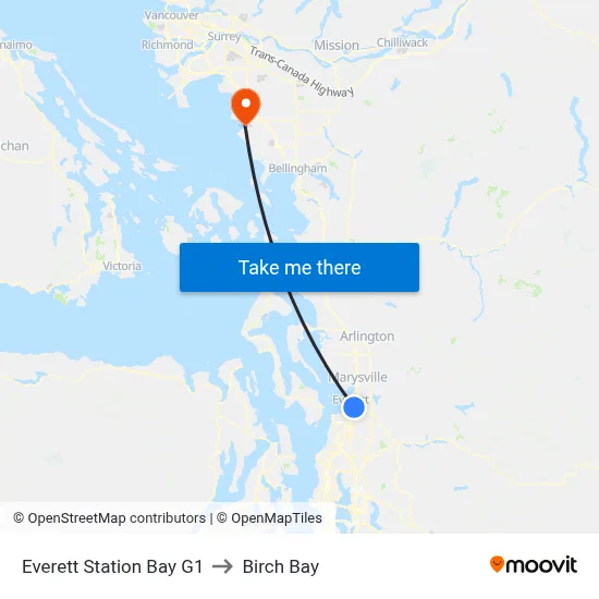 Everett Station Bay G1 to Birch Bay map
