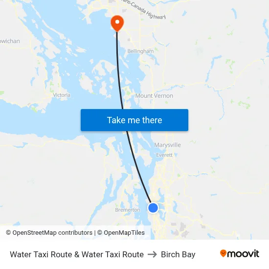 Water Taxi Route & Water Taxi Route to Birch Bay map