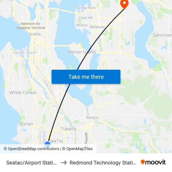Seatac/Airport Station to Redmond Technology Station map