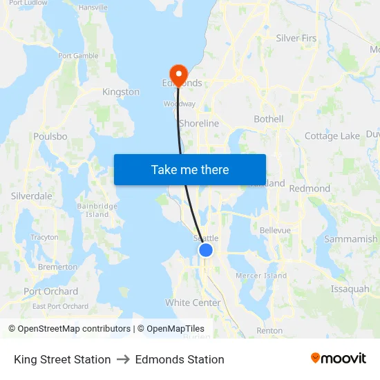 King Street Station to Edmonds Station map