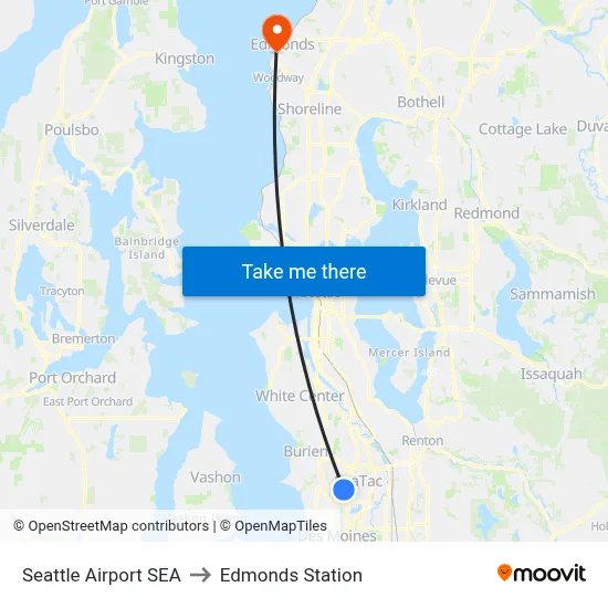 Seattle Airport SEA to Edmonds Station map