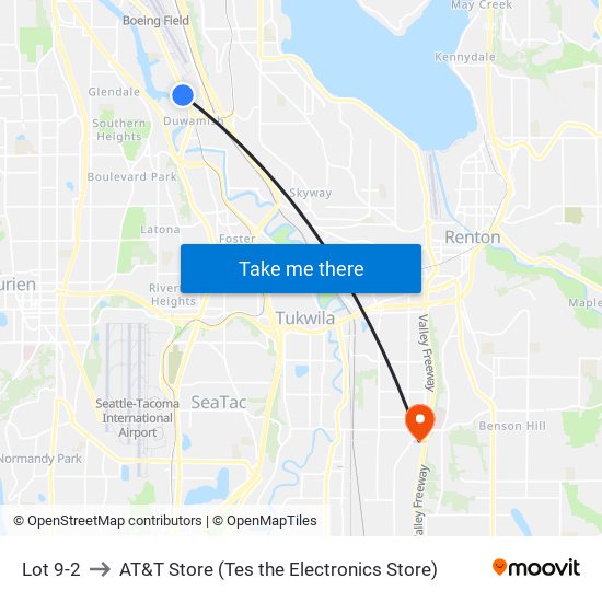 Lot 9-2 to AT&T Store (Tes the Electronics Store) map